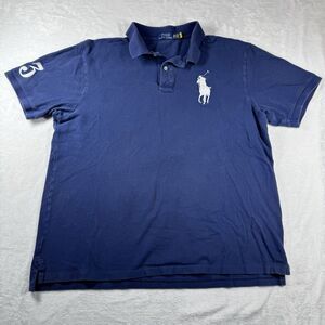 Polo Ralph Lauren Polo Shirt Mens 2XB Blue Big Pony #3‎ Embroidered Logo
